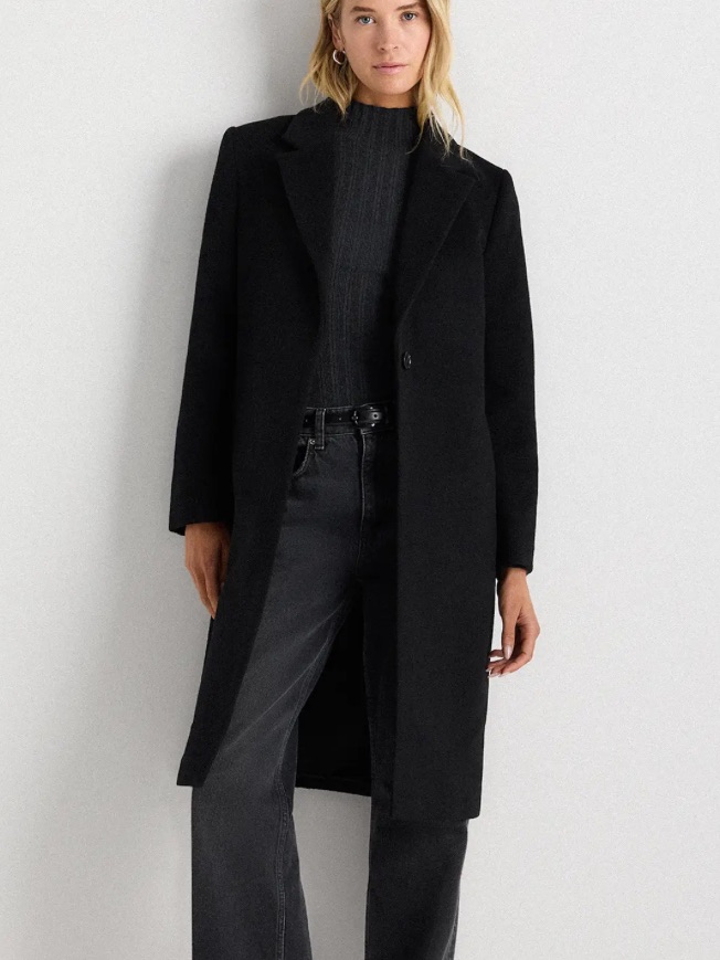 Quince Nwot Black Wool Cashmere Single Breasted Overcoat Notched Lapel Xs